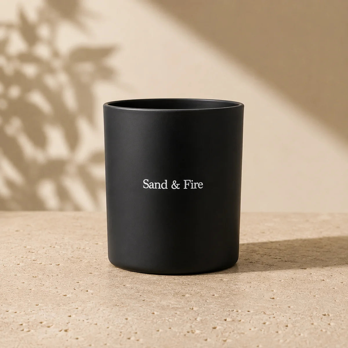 Kerzenglas Rund Schwarz – Sand & Fire
