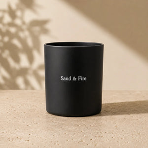 Kerzenglas Rund Schwarz – Sand & Fire