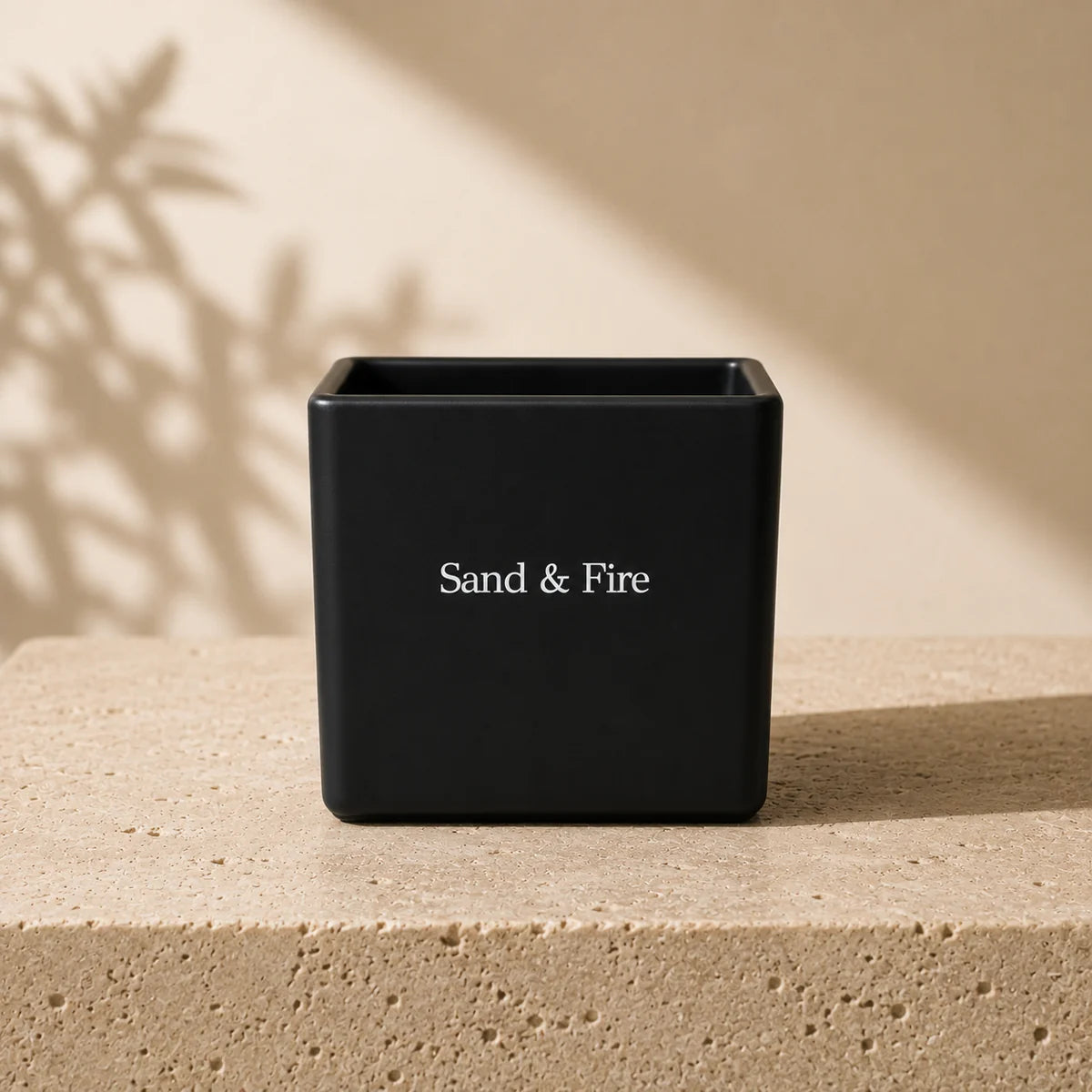 Kerzenglas Würfel Schwarz – Sand & Fire